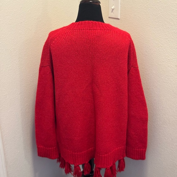 Kate Spade Broome Street Red Airy Wool Alpaca Tassel Sweater Oversized M $348 - Picture 5 of 9